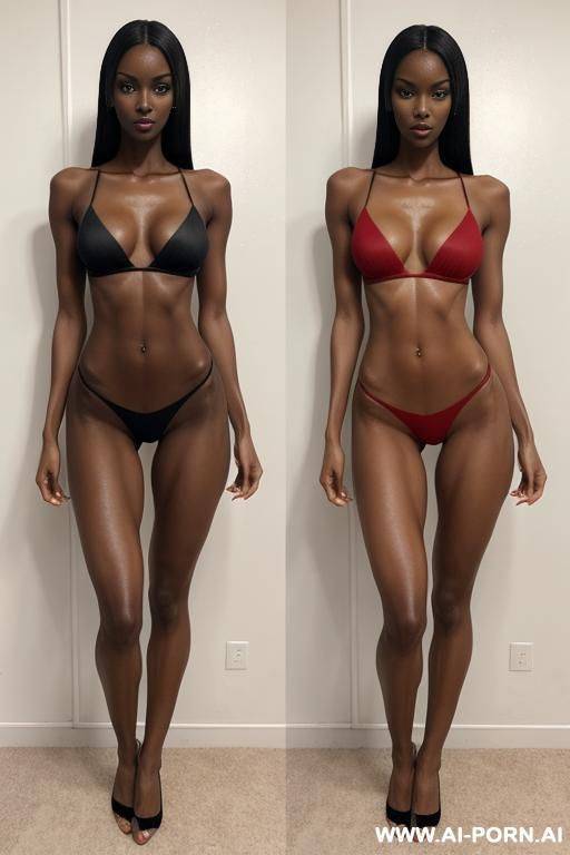 slender tall fit lithe, latina-african, wet skin, black hair, red delicate nipples - #main