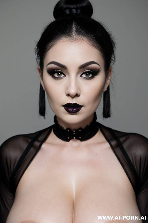 milf, black lipstick, naked, hair bun, makeup, skin, chubby, white skin, skin, gothic - #main