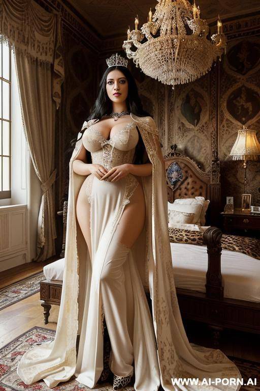 realistic, high definition, realistic expression, beautiful, castle bedroom, royal room, royalty, expensive, expensive fabric, bimbo, slut, whore, temptress, empress, leopard print, luxury, french, white skin, sex, cape, robe - #main