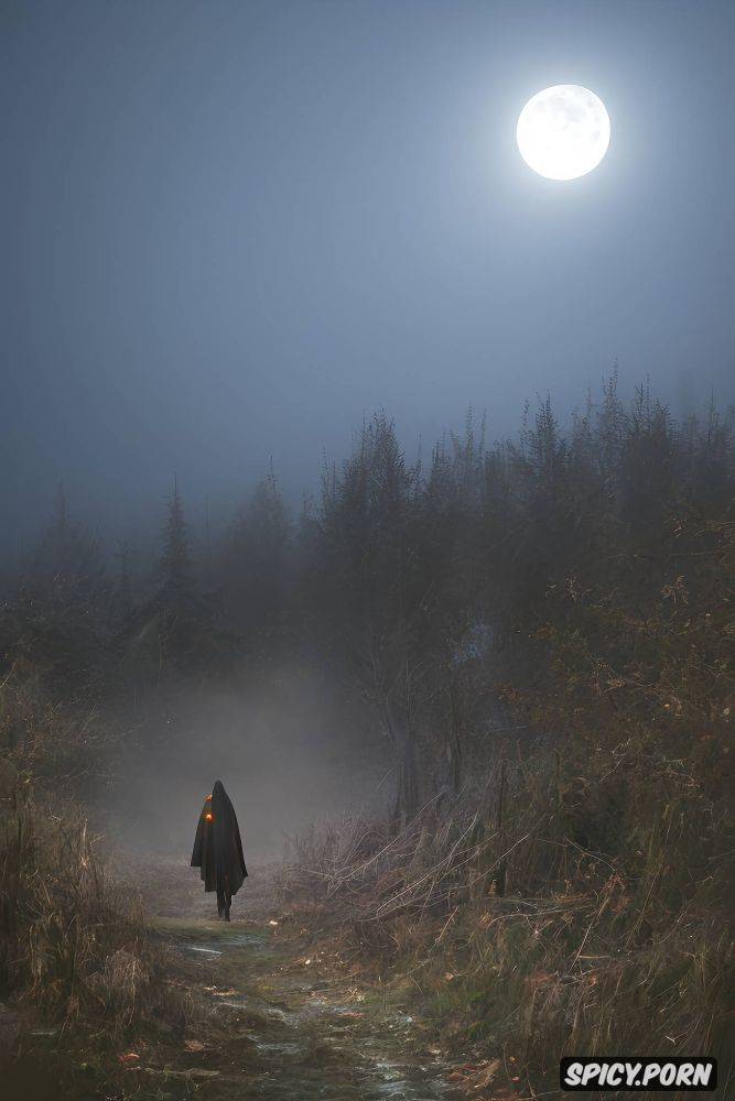 haunting human skeleton, some meters away, moonlight, scary glowing grim reaper - #main