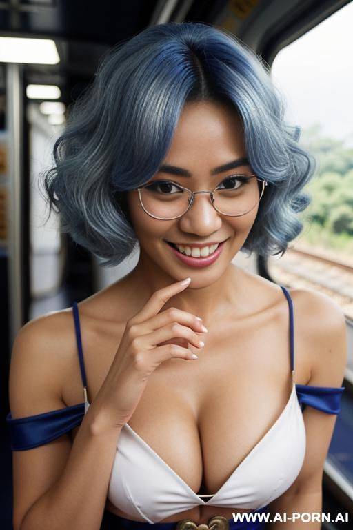 nude blonde play with medium size but round tits with glasses - #main