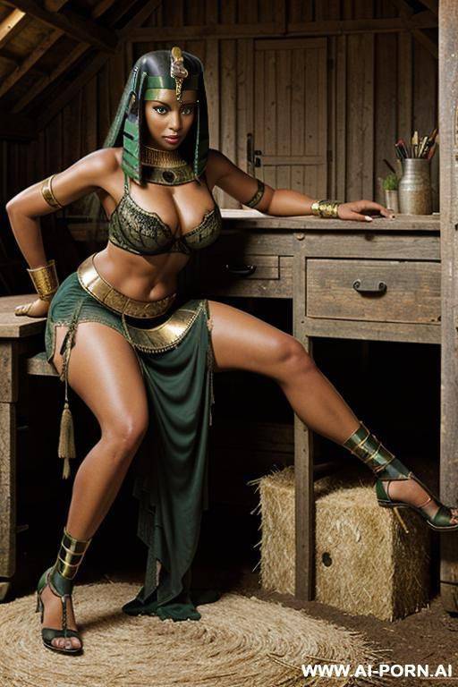massive breasts, wide hips, v-tappered abs, thick volouminous hair, long braided hair, beautiful eyes, eye contact, ((micro skirt)), cleavage, sitting on desk - #main