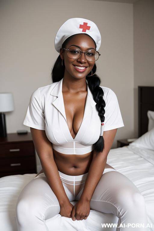 dark skinned tight two piece white nurse outfit - #main