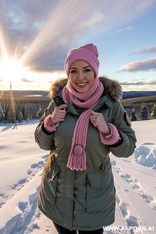 smiling curvy russian thick wife fully naked wearing hijab and transparent dress standing - #main