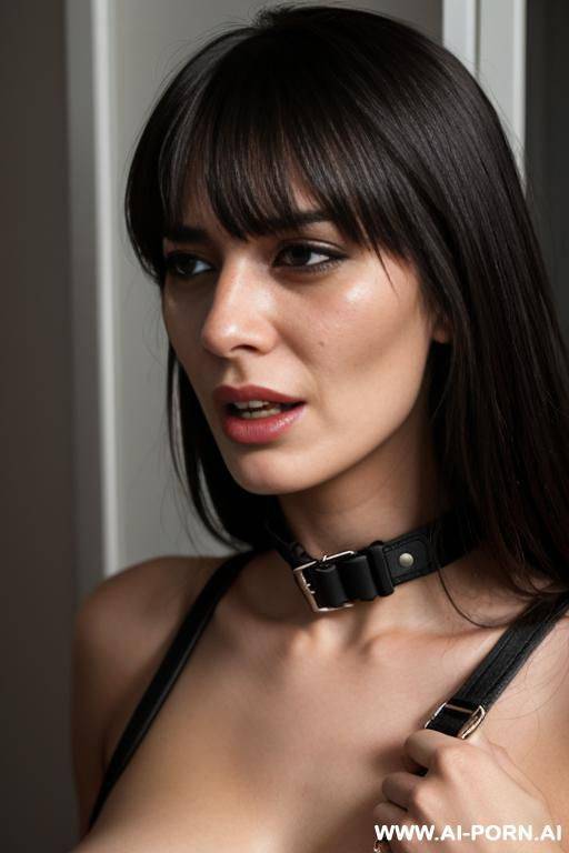 girl with a shock collar on, nude, crying - #main