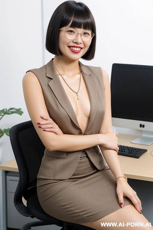 office totally naked sit side view necklace and earrings - #main
