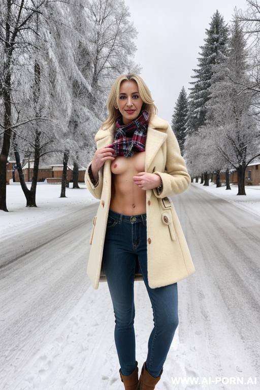 sexy woman, outdoor, winter, snow, - #main
