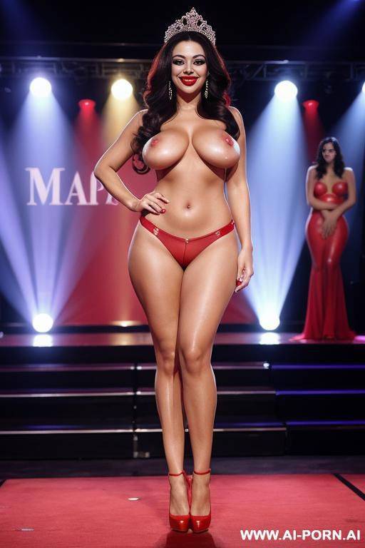 beauty pageant, topless, red lipstick, lots of people - #main