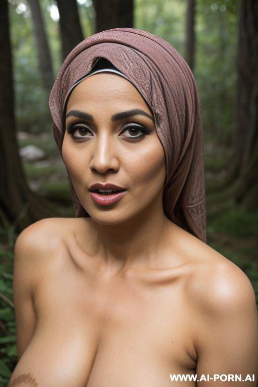 naked, exhibition nude, hairy pussy, makeup, open mouth, hijab, in t, - #main