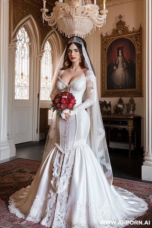 wedding night, white negligee, white nightgown, white corset, white wedding lingerie, luxury bedroom, luxury suite, luxurious furniture, luxurious bedding - #main