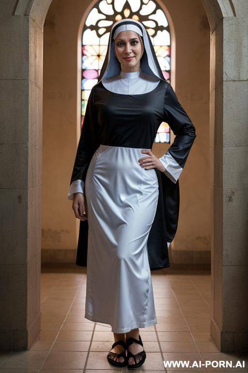 nun, hand on pants, rubbing hand on pants, smiling, huge breasts, taker point of view, hot - #main