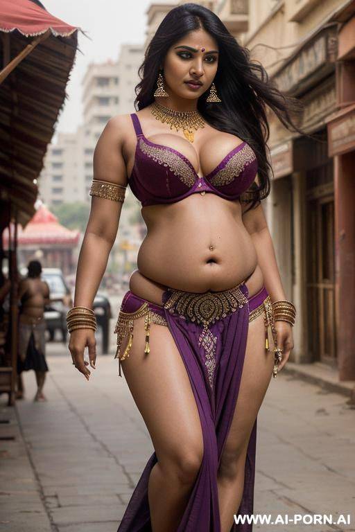 ((indian woman)), ((busty)), ((gigantic boobs)), (((huge tits))), (((belly dancer bra))), ((belly dancer panties)), (((micro bra))), ((public street)) - #main