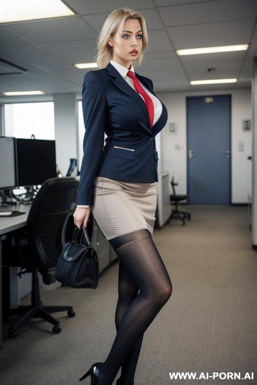 police uniform, office shirt, blazer, tie, pencil skirt, tights - #main