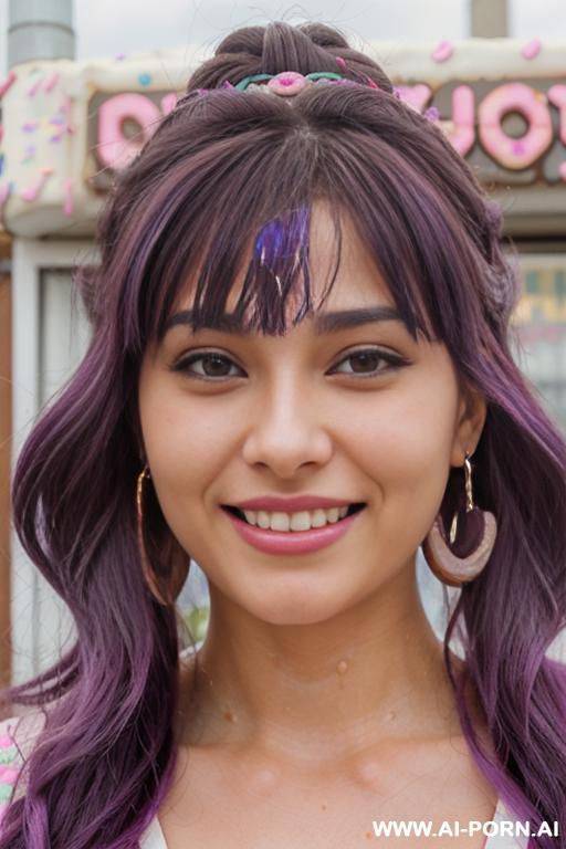 close!, immersive expression, lovingly craving russian, flowing wavy purple hair, closeup in luxurious clothes, she is tanned!, pleasure, real-life sei-ra sodes-hiro! - #main