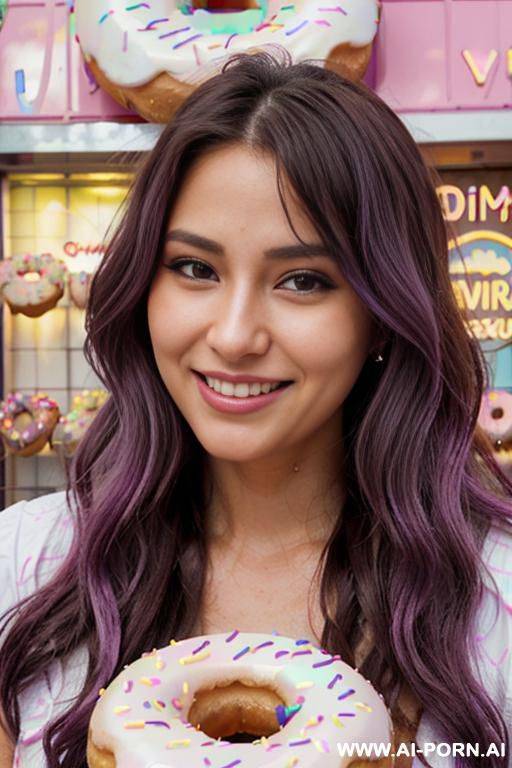 close!, immersive expression, lovingly craving russian companion, flowing wavy purple hair, closeup in luxurious clothes, she is tanned!, pleasure, real-life sei-ra sodes-hiro! - #main
