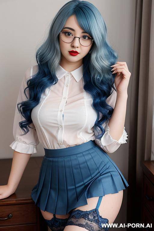 (thick rimmed glasses) (lace stockings) - #main