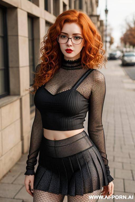 (thick rimmed glasses) (fishnet leggings) - #main