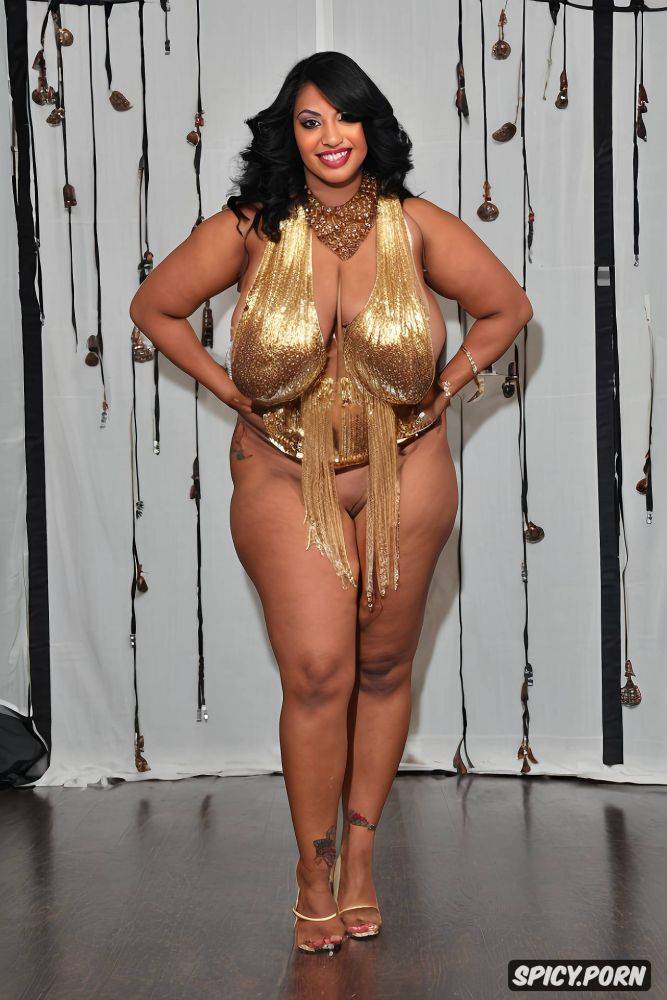 massive breasts, long wavy black hair, color photo, silver and gold jewellery - #main