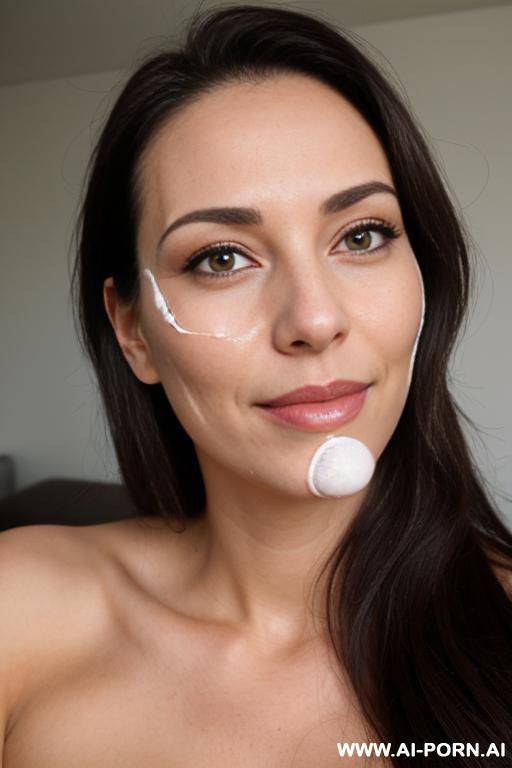 girl 1 getting man sperm on face she is happy - #main