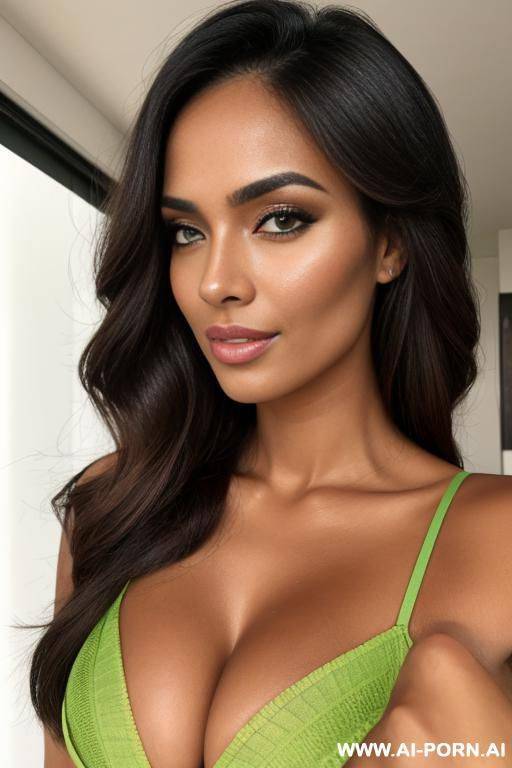 brazilian 2 woman tan skin prettu face green eyes - #main