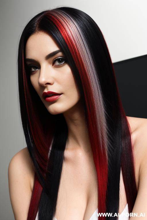 red streaks in her hair - #main