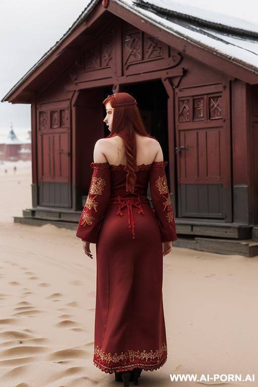 goth redhead polish with sexy long dress - #main
