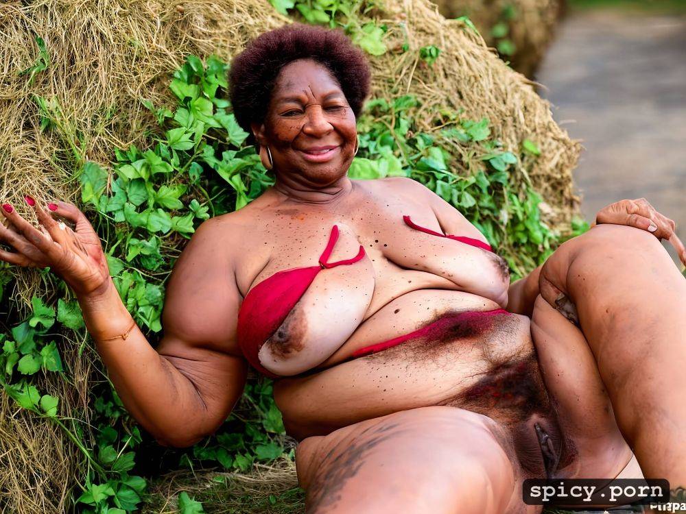 photo, hanging boobs, full body, wrinkly loose skin, color, obese - #main