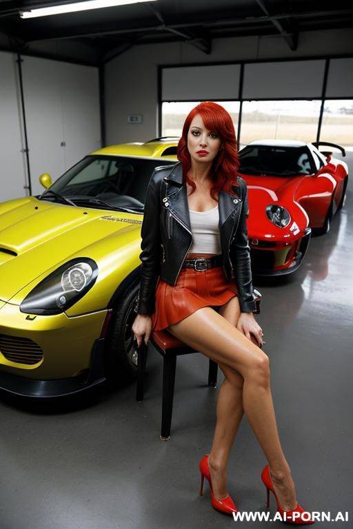 woman biker jacket make-up red yellow guy sexy renflement sex - #main