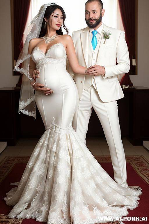 pregnant asian milf fucking a white 2 man with short brown hair, a beard and blue eyes - #main