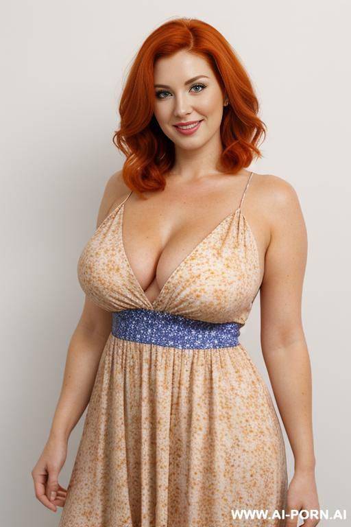 gorgeous milf, mom, suburban mommy, beautiful glamorous face, full body photo, , sun dress, floral print, firm thighs, blank background - #main