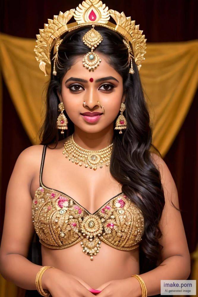 indian girl keerthi with black devil horns in head and gold... - #main