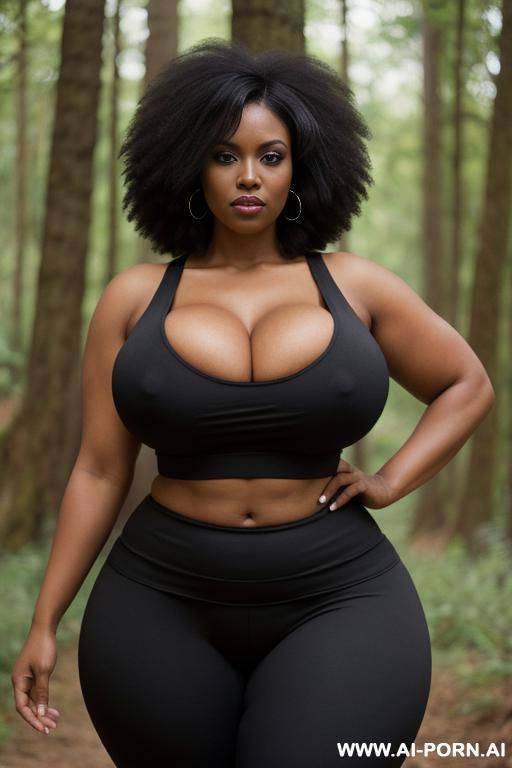 huge boobs, gigantic boobs, afro, milf, in forest, bimbo, black hair, sexy afro woman, looking at the viewer angrily, sex afro brazilian woman - #main
