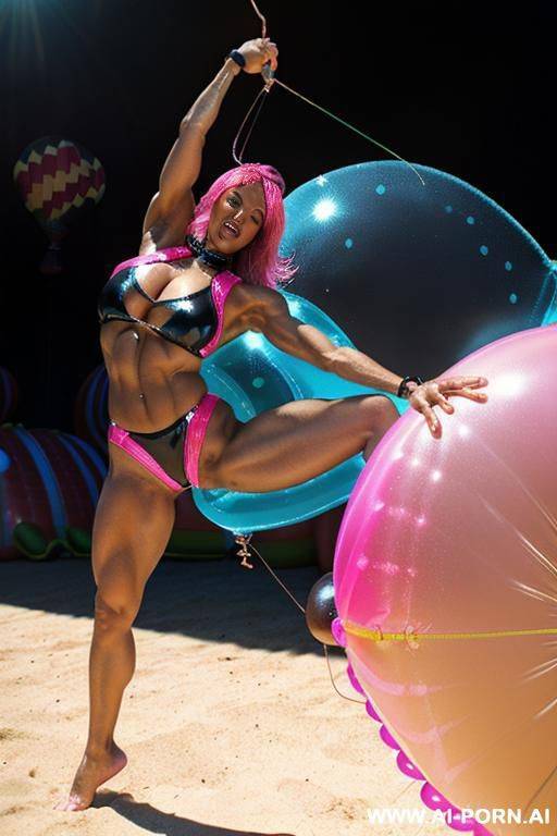 stunning ebony black woman, huge tits, big ass, fitness, abs, tattoos, oiled, spread pussy, muscular thighs, poolside hotel - #main