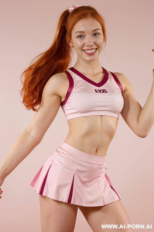 college cheerleader, 1, ginger, face, no top, wearing skirt, - #main