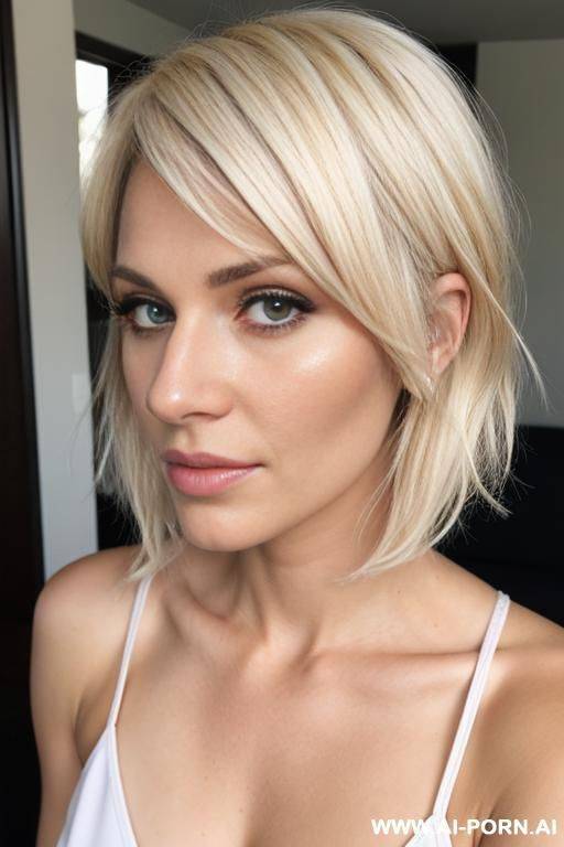 bleach blonde short hair white woman. no makeup. - #main