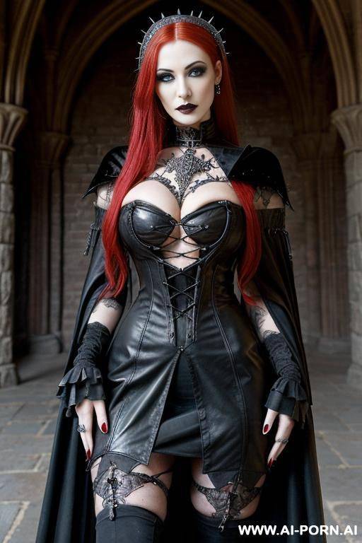 leather dress, leather cape, light blue eyes - #main