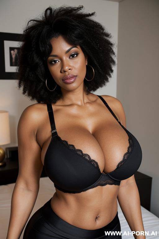 huge boobs, gigantic boobs, afro, milf, in bedroom , bimbo, black hair, sexy afro woman, looking at the viewer angrily, sex afro brazilian woman - #main