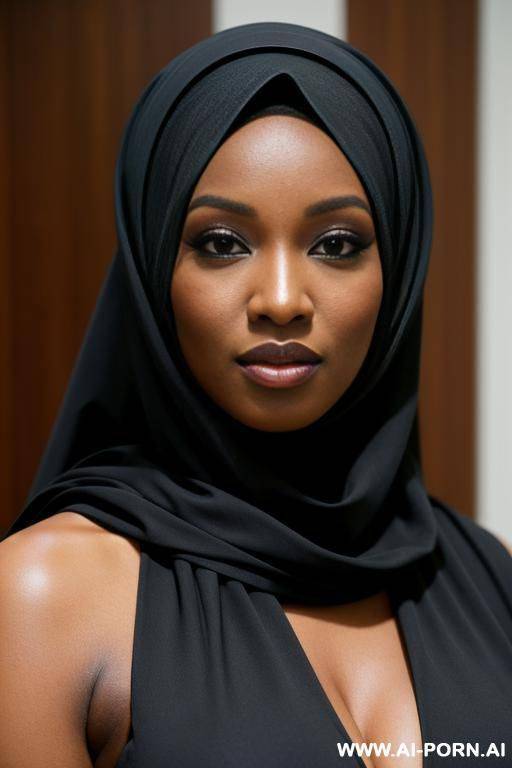 super ebony woman wearing hijab - #main
