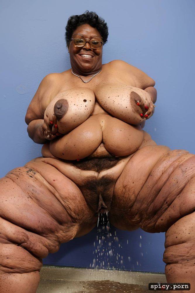 obese, smile, hanging boobs, photo, pissing, ebony, color, female - #main