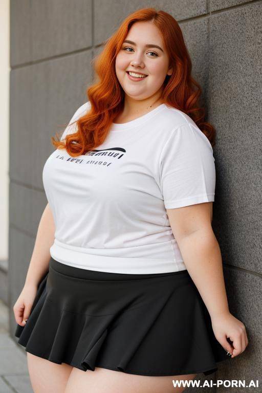 fat, chubby thighs, bbw, thick, yoga t-shirt and ruffle microskirt - #main