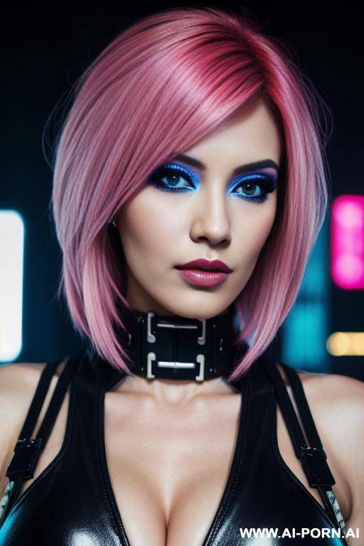 mujer sexy rubia ojos rojos fuerte, estilo cyberpunk - #main