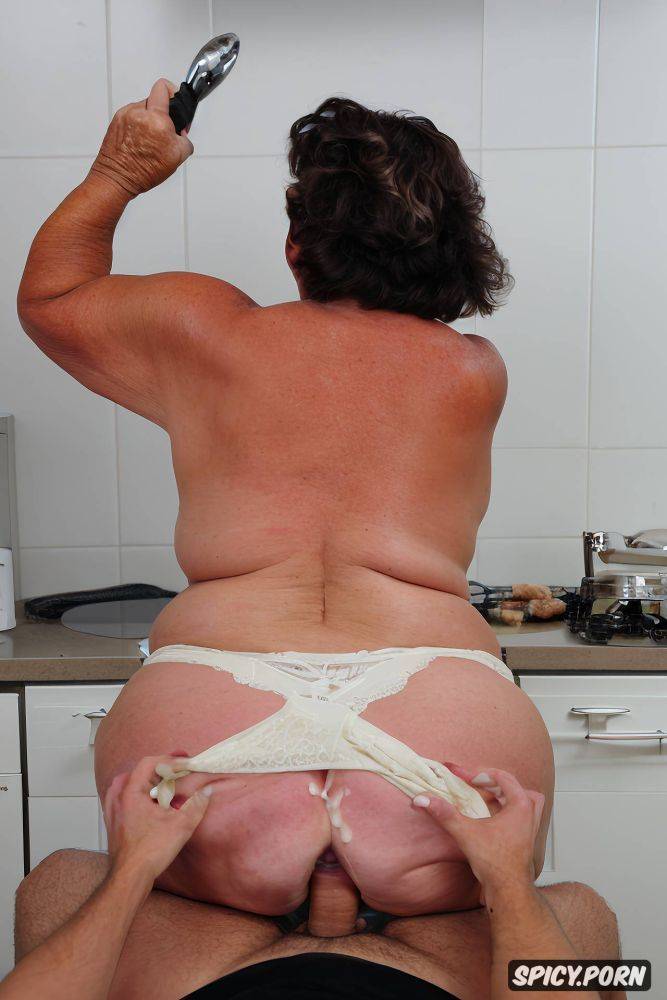 missionary position, pale wrinkled skin, big hips, short gray hair - #main