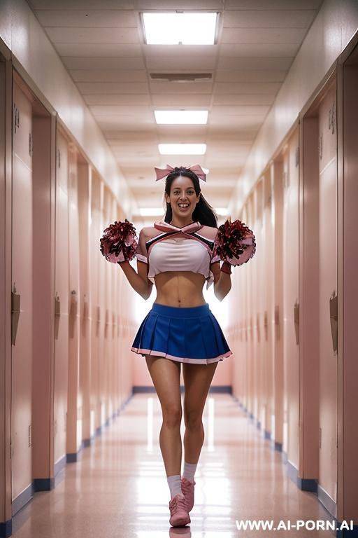 three cheerleaders, all have high face detail, photo realistic, symmetrical faces, - #main