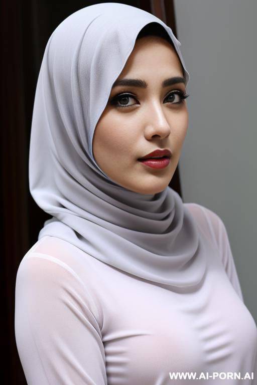 scared, naked, totally covering face hijab, visible eyes - #main