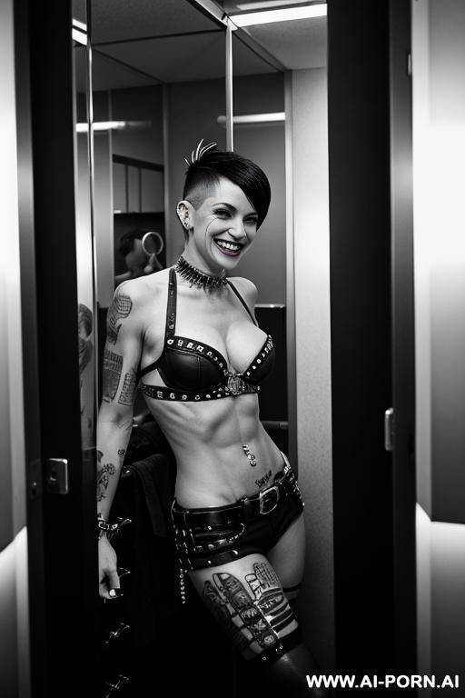 pixie undercut hair, riding a huge dildo - #main