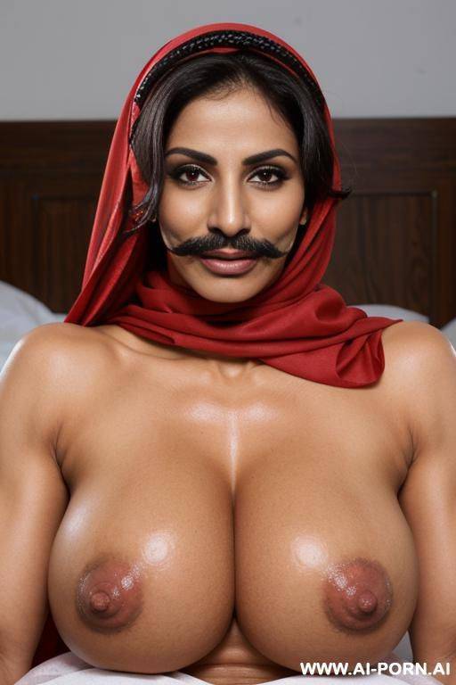 muscular arab milf with a mustache wearing only a hijab with hairy pussy - #main