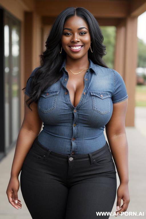 gorgeous black woman, thicc, hourglass body, beautiful smile, dark skin, long hair, plump tummy, really big thigjs - #main