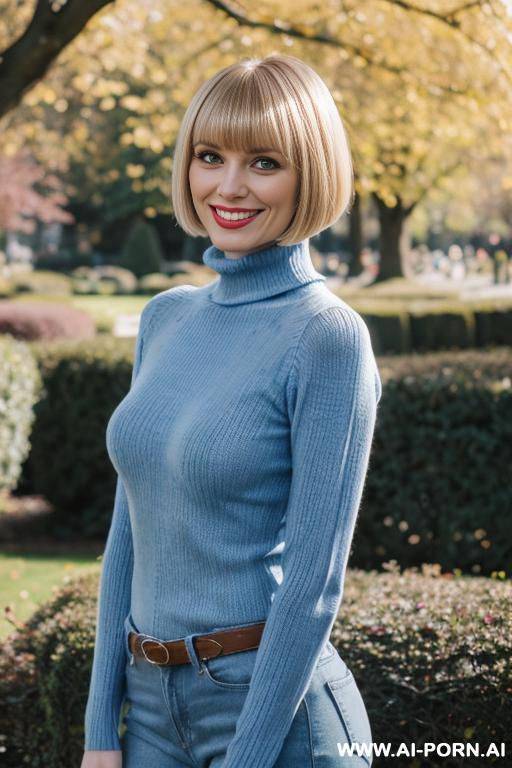 blue turtleneck jumper eye contact - #main