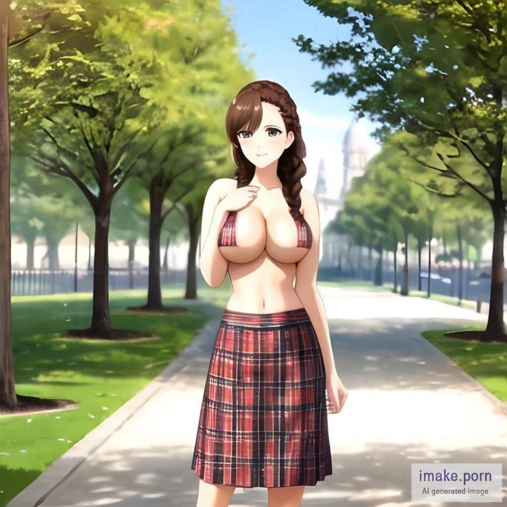 Brunette hair, braided, in park, normal body, topless, 34D... - #main