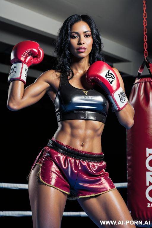 hardworking brown skin ebony woman. covered in oil and watery skin. horrible clothes, tattered clog. and soft thighs. exposed thighs. skirt starts from chest. higher waist closer to chest. very scule skirt thick skin. - #main